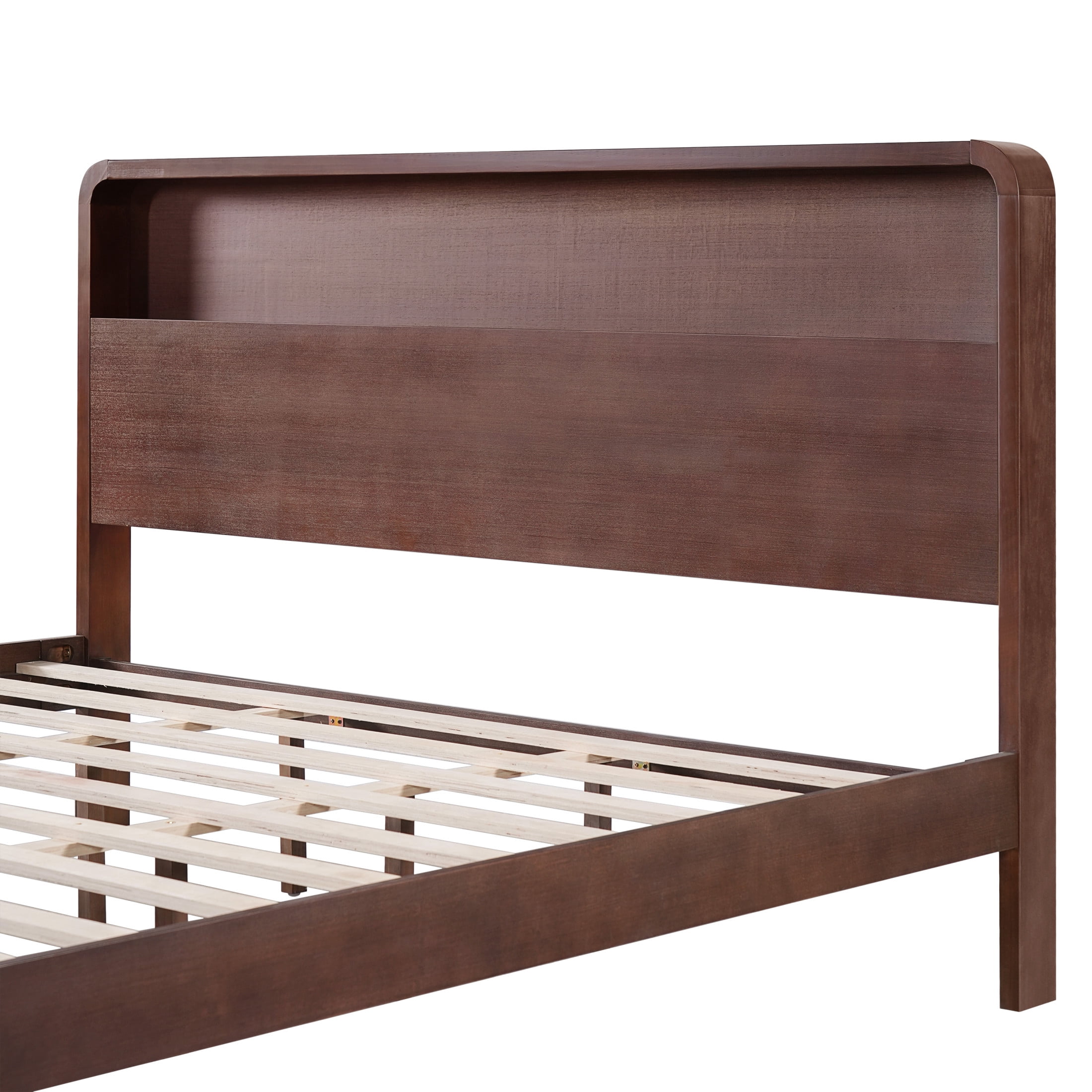 Christopher Knight Home King Solid Wood Bed Frame with Open Storage Headboard & Footboard, Walnut