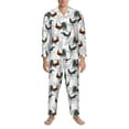 thumbnail image 3 of Naloa Cool Chicken Men’s Pajamas Set - Long Sleeve Button Down Sleep Shirt and Pajama Bottoms Sleepwear Set-Medium, 3 of 7
