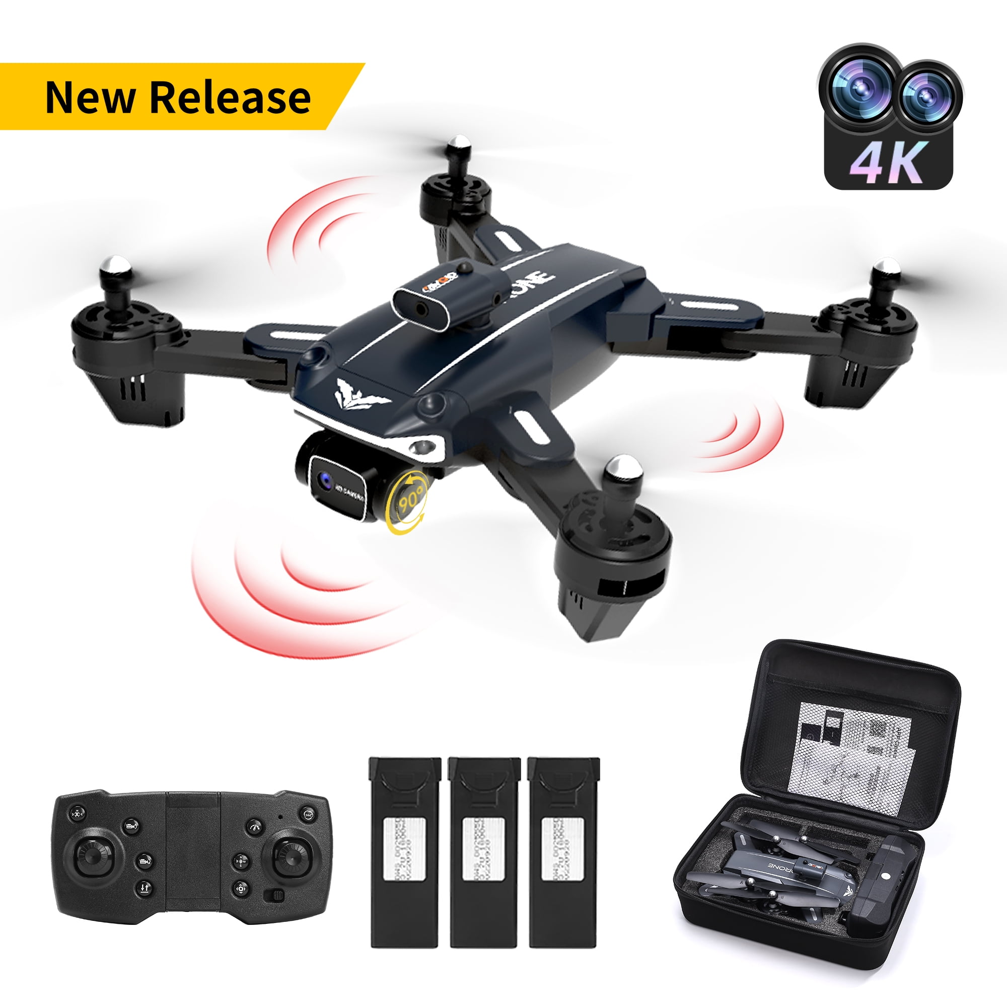 RC Drone with 4K HD Dual Camera for Kids FPV RC Quadcopter Intelligent 3 Sides Obstacle Avoidance,Great Gift Children Adults Play Indoor and Outdoor 3 Batteries,Black - Walmart.com
