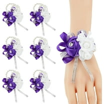 Vorkoi Wrist Corsage for Prom, 6pcs Burgundy Rose Wrist Corsages for Wedding Bridal Bridesmaid Girl Women, Hand Flower for Wedding Party Homecoming Ceremony Anniversary Prom Flower Corsages