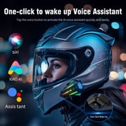 Motorcycle Helmet Bluetooth Speakers Headset, 2-Way Helmet Intercom System Headphone with 2 Type Mics, TF Card Slot, Hands-Free FM Music/Call, 1000mAh Battery, IPX6, Noise Cancellation