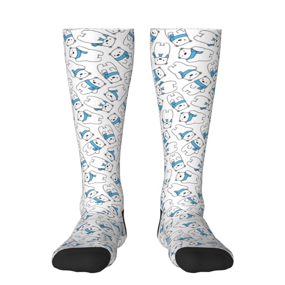 Balery Scarf Bear Printed Novelty Socks Men's Women's Crew Socks Sports Socks Knee High Socks Cotton Socks Quirky and Cool Socks