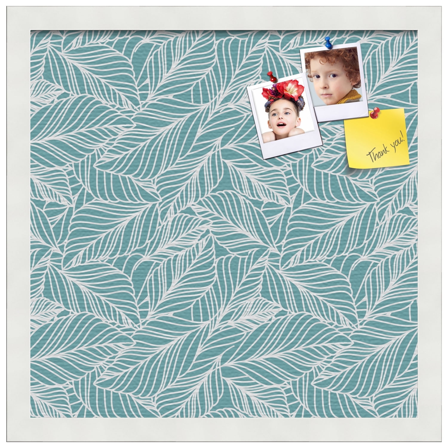 PinPix 16x16 Custom Cork Bulletin Board Aqua White Poster Board Has a Fabric Style Canvas Finish, Framed in Aqua White, by ArtToFrames (PinPix-1871)