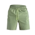 thumbnail image 5 of Mens Swim Trunks Men's Casual Color Beach Shorts Multi-Pocket Outdoor Swim Trunks with Drawstring Elastic Waist Quick-Dry 4 Inch Length Summer Pants for Vacation Travel Army Green L, 5 of 6