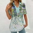 thumbnail image 4 of Tops Cortos para las Mujeres Blusas Impresas Manga Corta Turndown Collar Camiseta, Tops de Blusa para las Mujeres Casual, 4 of 5