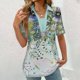 thumbnail image 2 of Tops Cortos para las Mujeres Blusas Impresas Manga Corta Turndown Collar Camiseta, Tops de Blusa para las Mujeres Casual, 2 of 5