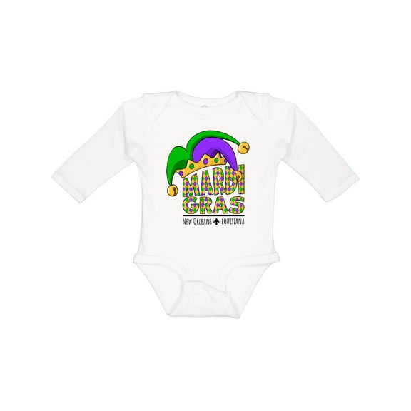 Inktastic Mardi Gras New Orleans Louisiana Jester Hat Boys or Girls Long Sleeve Baby Bodysuit