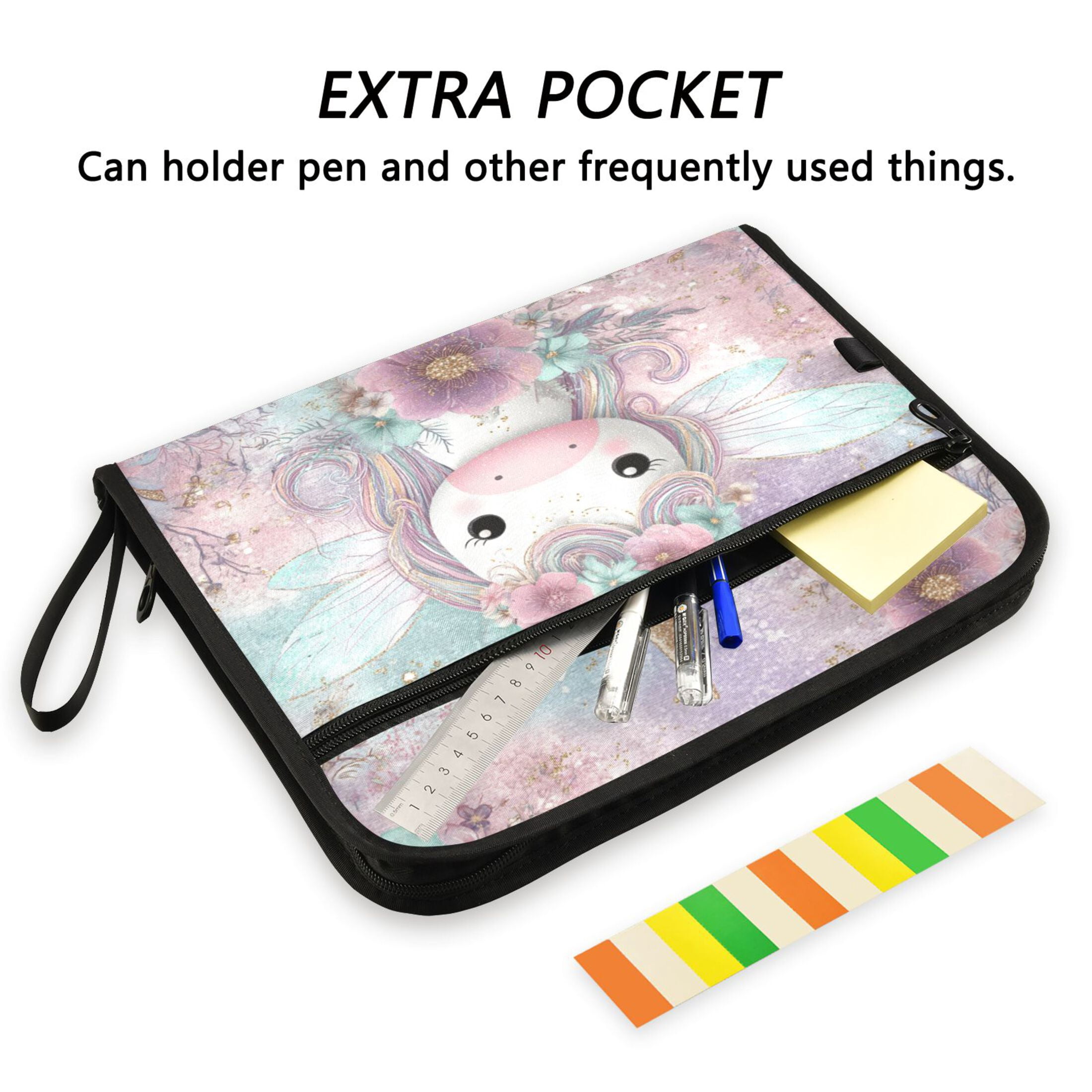 Wobogo Cute Unicorn Expanding File Folder Letter Size Accordion Filing Organizer 13 Pocket Separate Organ Pocket