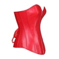 thumbnail image 5 of LELINTA Womens Waist Trainer Corset Faux Leather Zipper Front Corset Bustier Top Lace Up Overbust Plus Size S-6XL Red Black, 5 of 5
