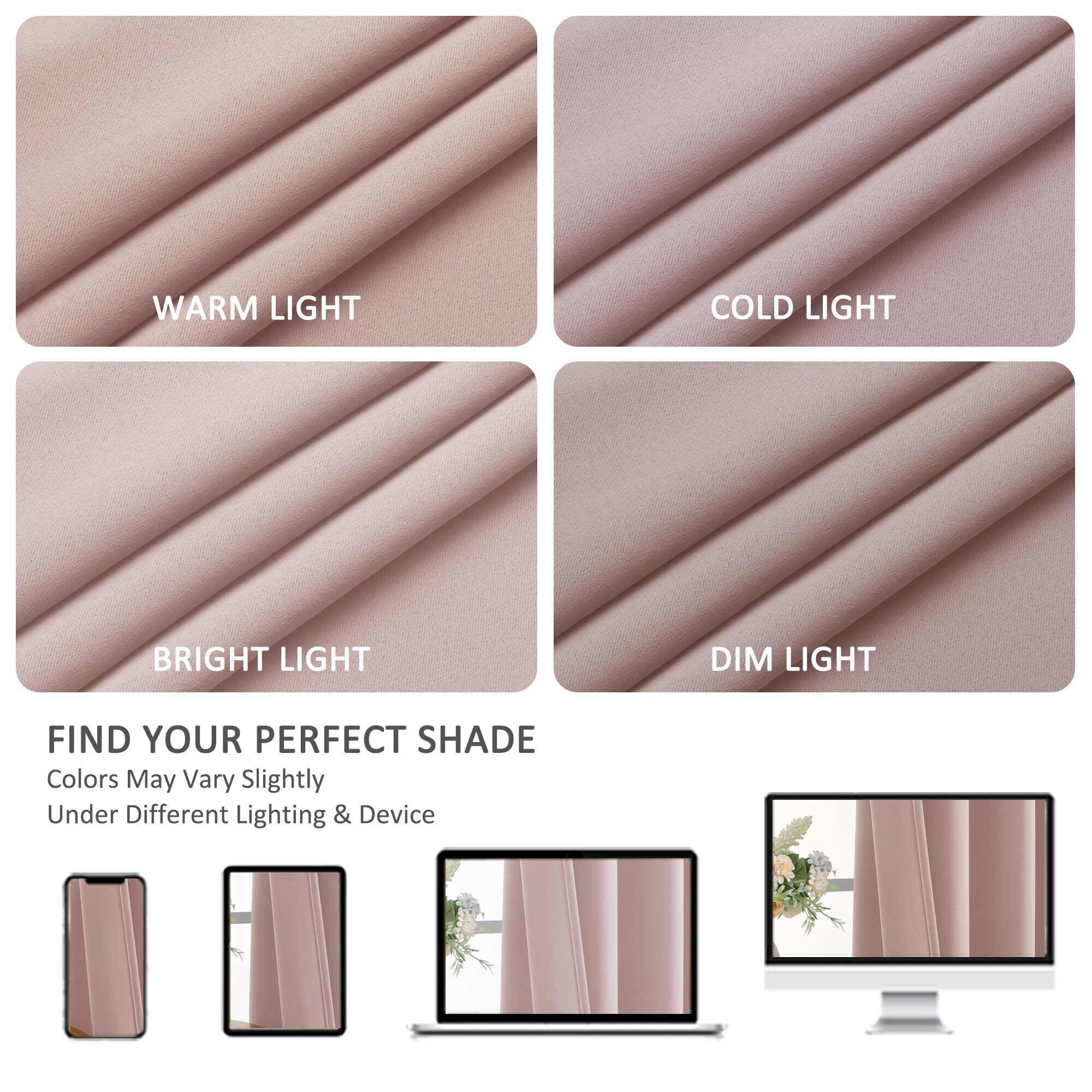 Chyhomenyc Blush Pink Curtains 63 Inches Long, Light Filtering Thermal Insulated Energy Saving Solid Soft Privacy Rod Pocket Window Curtains for Living Girls Room Bedroom, Each 40Wx63L Inch, 2 Panels