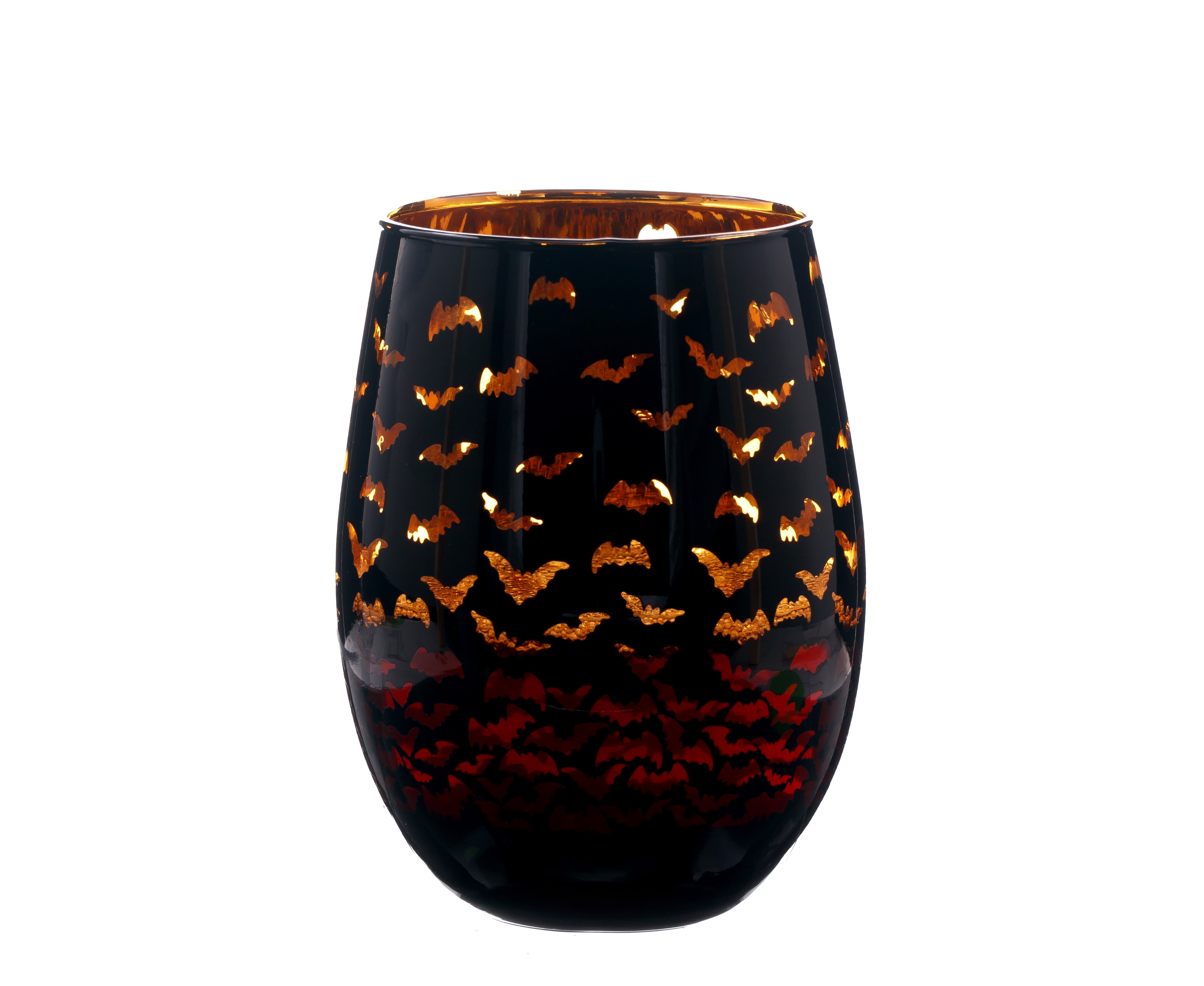 Way to Celebrate Halloween Two Tone Stemless Wine Glass Bat