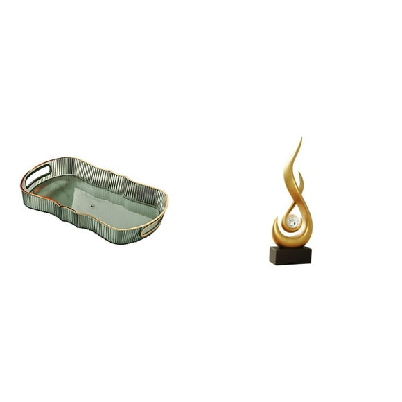 Elodie Modern Art Food Tray for Breakfast and Fruit Display with Abstract Fire Statue Ornament Resin Flame Sculpture for Bathroom Vanity and Cosmetic Storage in Living Room Cabinet Cafeteria