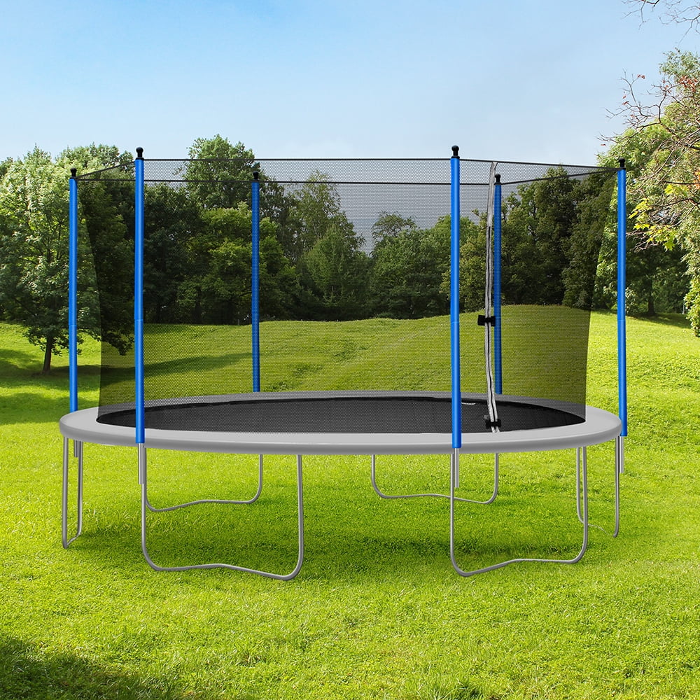 Kepooman 15FT Recreational Combo Trampolines with Safety Enclosure Net for Outdoor, Gray