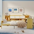 thumbnail image 4 of Full Bed Frames with Storage, L-Shaped Corner Beds with Desk, Wood Daybed with Bookcase, Platform Beds with Drawers and Shelves for Living Room, Bedroom, Teens Room, Natural +White, 4 of 8