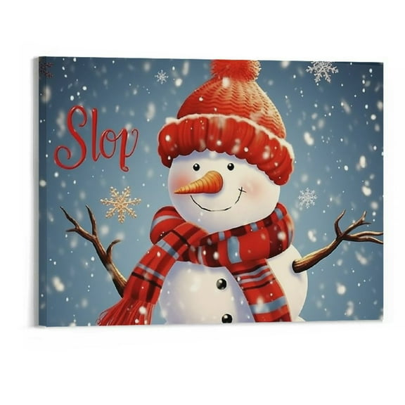 Shiartex Christmas Snowman Canvas Wall Art Picture 20x16in for Home Office Decor 20x16in
