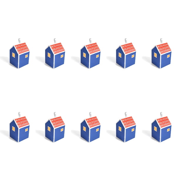 Kearding Caja de galletas de regalo de papel en forma de casa de 10 piezas, caja de regalo portátil para ceremonia de boda, cajas de embalaje Kits de decoración para fiestas Azul