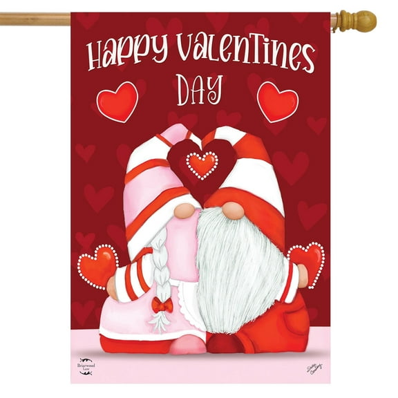 Happy Valentine's Day Gnomes House Flag 40" x 28" Briarwood Lane