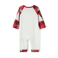 thumbnail image 6 of Elippeo Christmas Family Pajamas Matching Set Cartoon Letter Print Raglan Sleeve Tops and Elastic Plaid Pants Loungewear, 6 of 10
