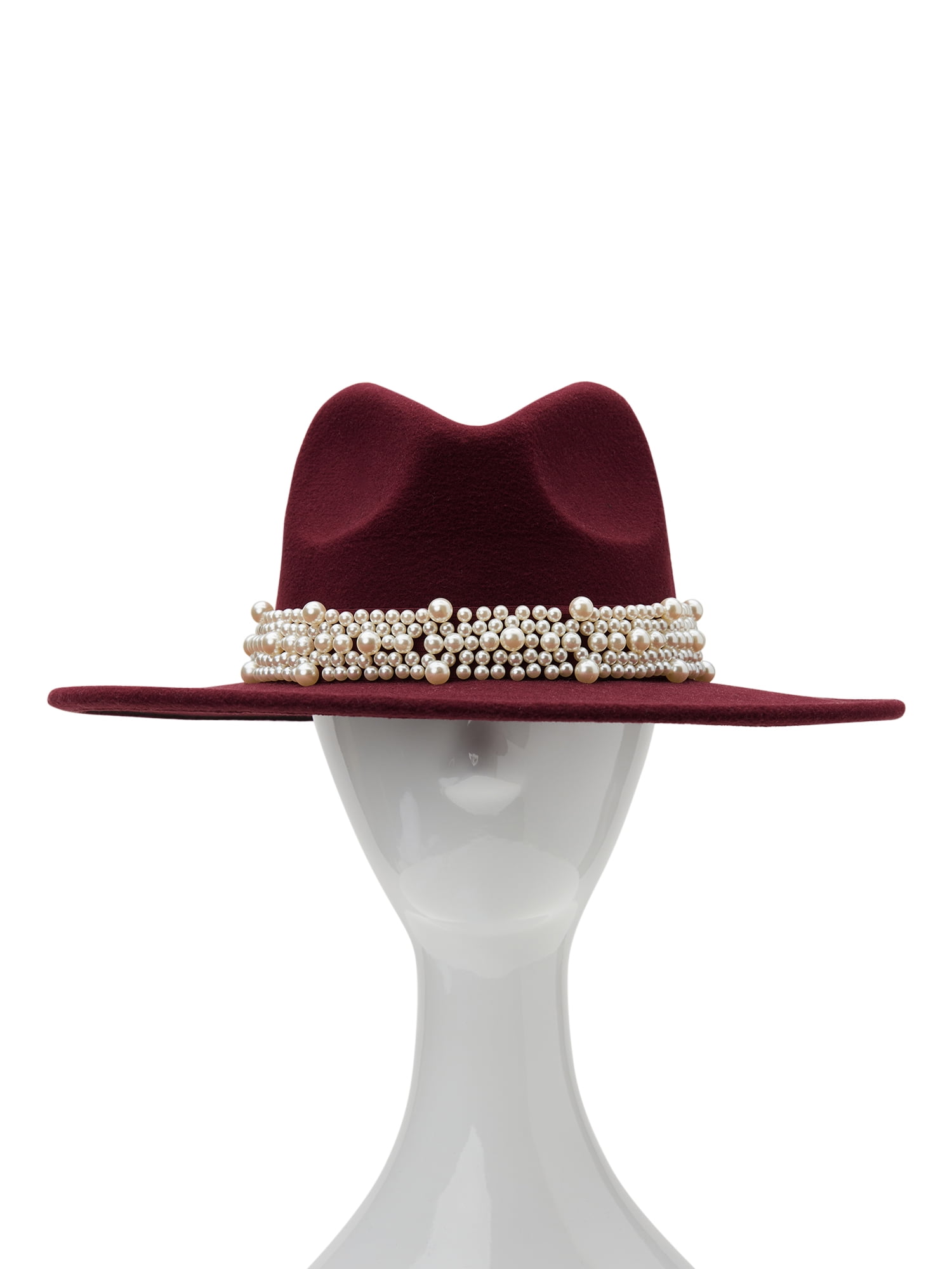 Time and Tru Women's Fedora with Faux Pearl Trim 