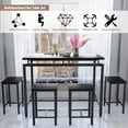 thumbnail image 3 of UHOMEPRO Counter Height Table Set of 5, Breakfast Bar Table and Stool Set, Modern 5 Piece Dining Table Set with 4 Stools, Rectangle Pub Table Set for Kitchen Apartment Bistro, Space Saving, Black, 3 of 8