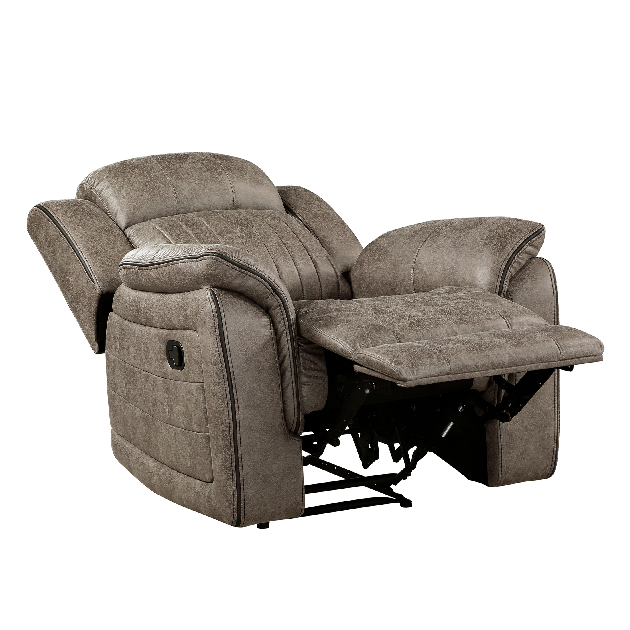 JERFIT Power Recliner Chair with Pillow-Top Arms, Plush Tufted Fabric Single Reclining Chair for Living Room, Classic Brown Recliner