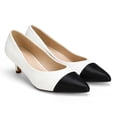 thumbnail image 2 of Women’s Pointed Toe Low Kitten Heel Pumps, Classic Office Dress Shoes with Faux Leather Cap Toe, Comfortable Work Heels, 2 of 5