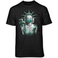 thumbnail image 2 of Teelocity Men's Tattoo Marilyn Statue of Liberty Pinup Girl in Mask Black Relaxed Fit Short Sleeve Graphic T-Shirt, 2 of 4