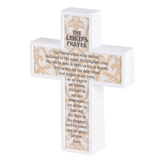 Dicksons KJV The Lords Prayer, Multicolor 5.5 x 4.25 Inch Resin Tabletop Block Cross Sign Plaque