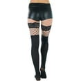 thumbnail image 4 of ToBeInStyle Women's Spandex Opaque Lace Top Thigh High w/ Fence Net - Black - One Size, 4 of 7