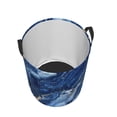 thumbnail image 4 of Circular Hamper Single Layer Laundry Basket Storage Basket Waterproof Single Layer Fabric With Handle Pe Support Strip Royalblue Marble_2 Medium, 4 of 8