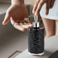 thumbnail image 3 of Round Wave Design Hand Soap Dispenser Bottle, Stylish Refillable Lotion Pump Container for Bathroom and Kitchen, Decorative Hand Wash Bottle for Modern Home Sink Station and Vanity Use, 420ml, Black, 3 of 7