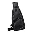 thumbnail image 4 of Bolsos de Cuero para Hombre, Bolso de Pecho, Bandolera, Bandolera, con Puerto de Carga USB para Deportes, Gimnasio, Senderismo, Ciclismo Negro Soledad Monedero de los hombres, 4 of 10