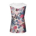 thumbnail image 4 of Camiseta sin mangas de encaje con estampado de mujer Camiseta sin mangas de empalme de cuello redondo Camiseta ligera y cómoda delgada OAVQHLG3B Store lin121212, 4 of 5