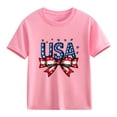 thumbnail image 4 of FAVIPT Little Girls Patriotic Tshirts Kids 250th Anniversary Shirt Stars and Stripes Shirts Red White Blue Independence Day Top Pink,12-13 Years, 4 of 7