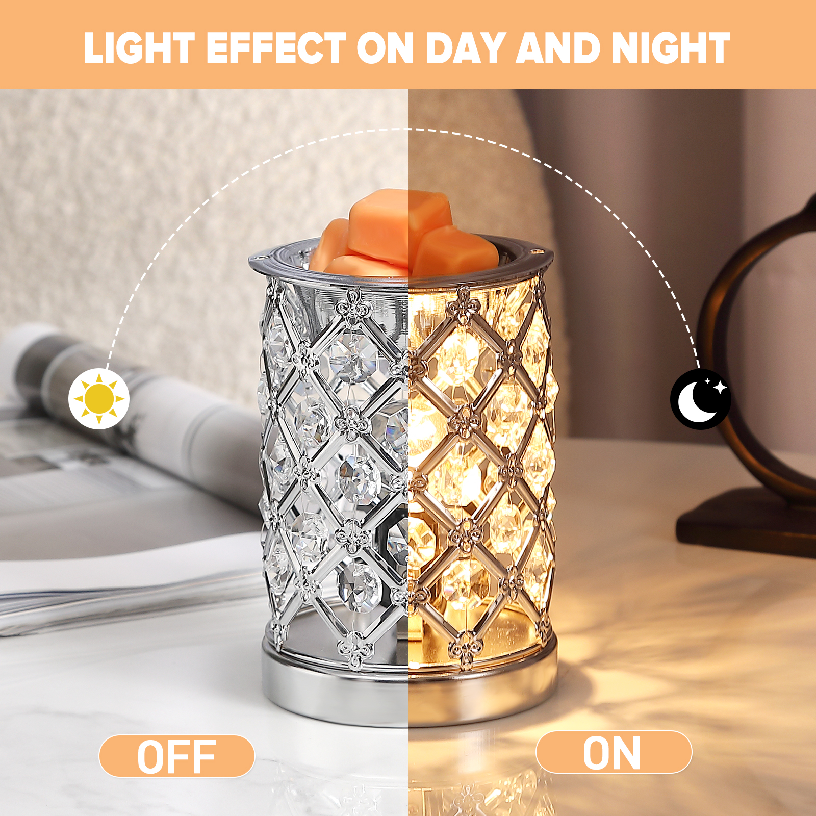 UNTIMATY Crystal Electric Wax Melt Warmer, Silver photo 4