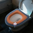 thumbnail image 4 of Toilet Seat Cover Elongated Soft Knitted Washable With Handle 42 cm x 38 cm Two-Tone Polyester, 4 of 6