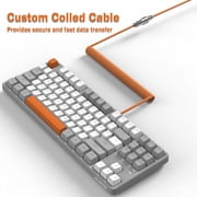 Ajazz AK873 Wired Hot Swappable Mechanical Keyboard, Coiled Cable, 22 RGB Backlit, Classic 3 Color PBT Floating Keycaps, 87% Keyboard with Detachable Magnet Cover, Custom DIY Keyboard