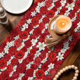 thumbnail image 3 of 4th of July Floral Table Runner 72 Inches, Country Blue Red Poppy American Flag Bed Runner Dresser Scarves Tabletop for Indoor Outdoor Parties/Ceremony/Banquet, 16" x 72", 3 of 9