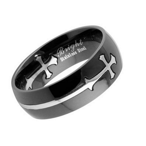 Biker Style - Black Silver Celtic Cross Ring - Gothic Irish Motorcycle Ring