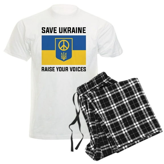 CafePress - Save Ukraine Raise Your Voices Men's Light Pajamas - Men's Light Loose Fit Cotton Pajama Set