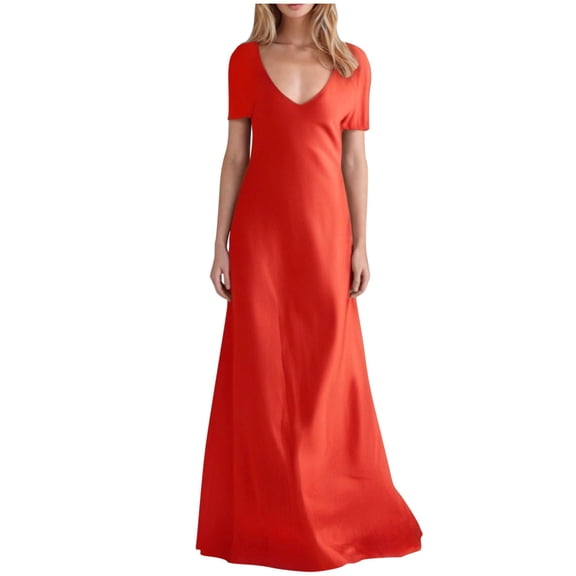 Besolor Plus Size Maxi Dresses for Women V Neck Short Sleeve Shirts Dress Summer Casual Loose Fitted Formal Long Dresses