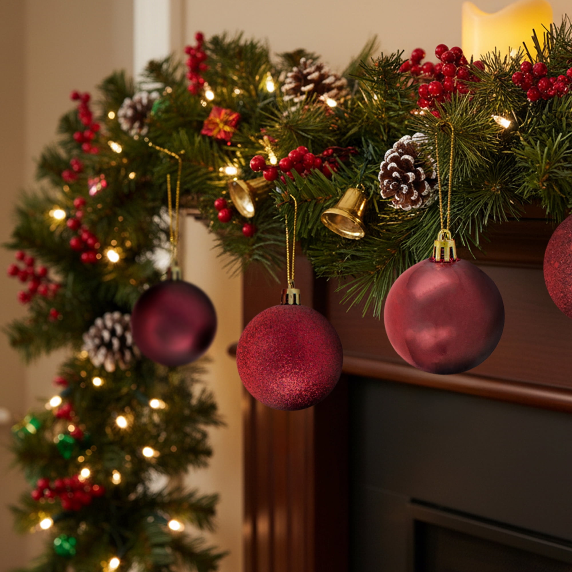 Valery Madelyn 70st mintgroen, goud en roze kerstballen, plastic kerstboom opknoping ornament, onbreekbare kerstboom ster ornamenten, kraftpapier inwikkeling