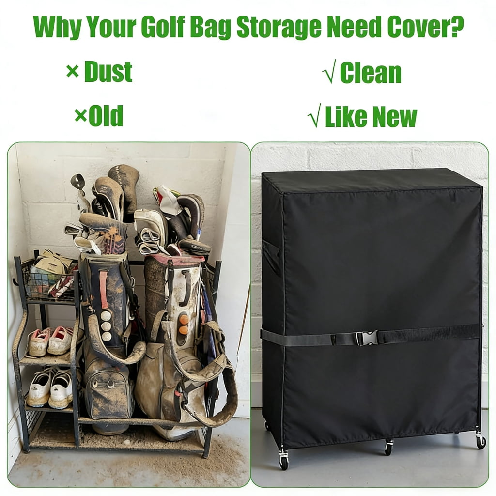 Golf Bag Cover Fabric Waterproof Windproof Dustproof Easy Cleaning Drawstring Bottom Secure Suitable for Any Season Use
