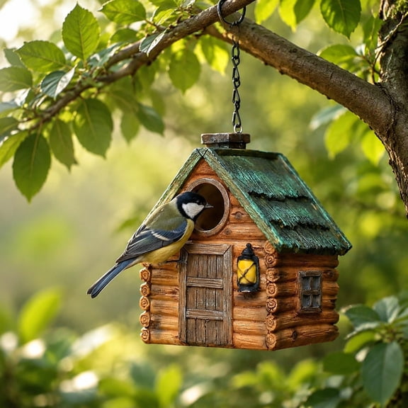 Heavy Duty Outdoor Hanging Wild Bird Feeder with Nest Design, Weather Resistant Garden Feeding Station for Backyard, Patio, Porch, Courtyard, Lawn, Tree & Wildlife Decor, Multicolor