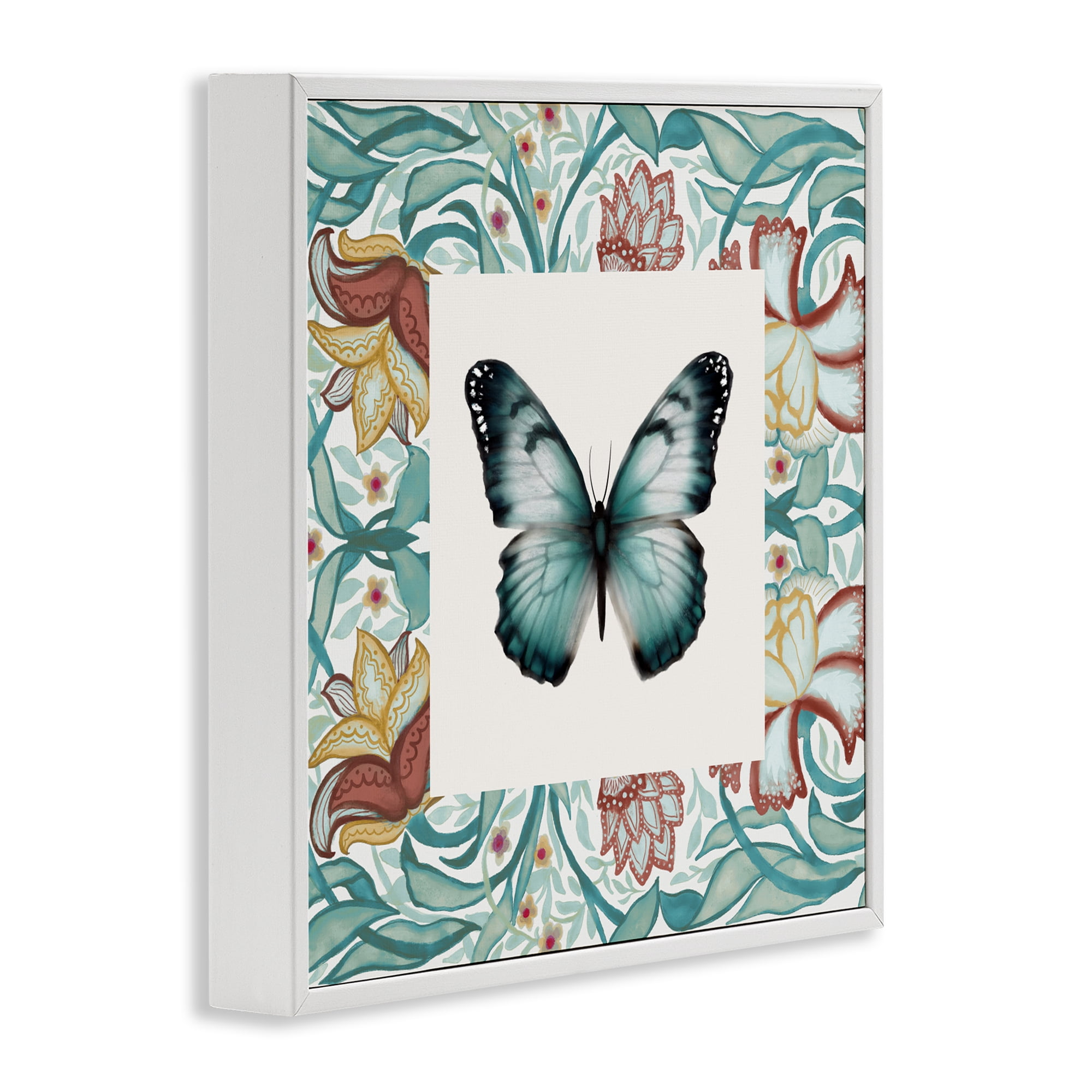 Stupell Industries Blue Toned Baroque Butterfly White Framed Giclee Art, design by Elizabeth Medley