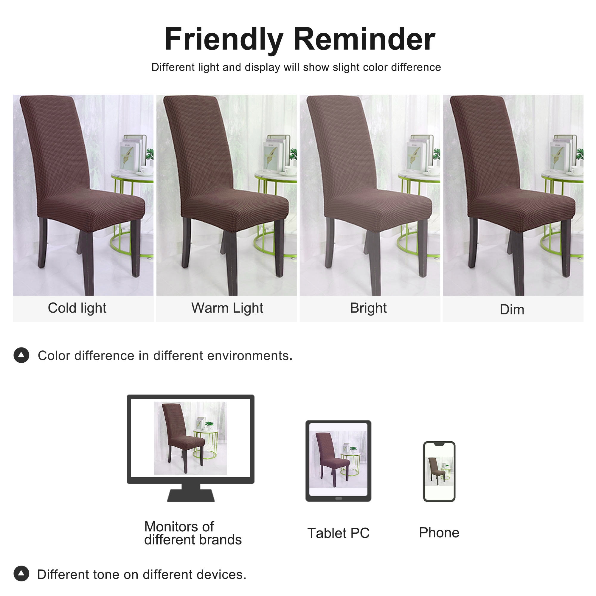 Unique Bargains Knit Spandex Seat Cover for Dining Chair Slipcovers Coffee Color