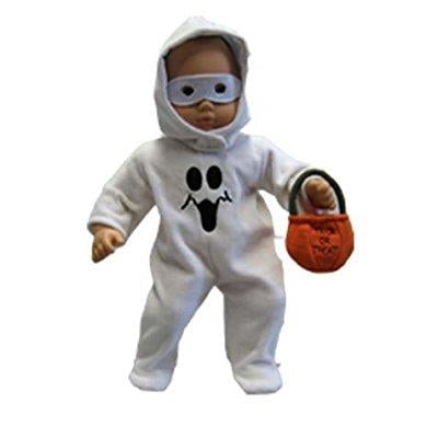 ghost costume and treat bag. fits 15 dolls like bitty baby and bitty twin