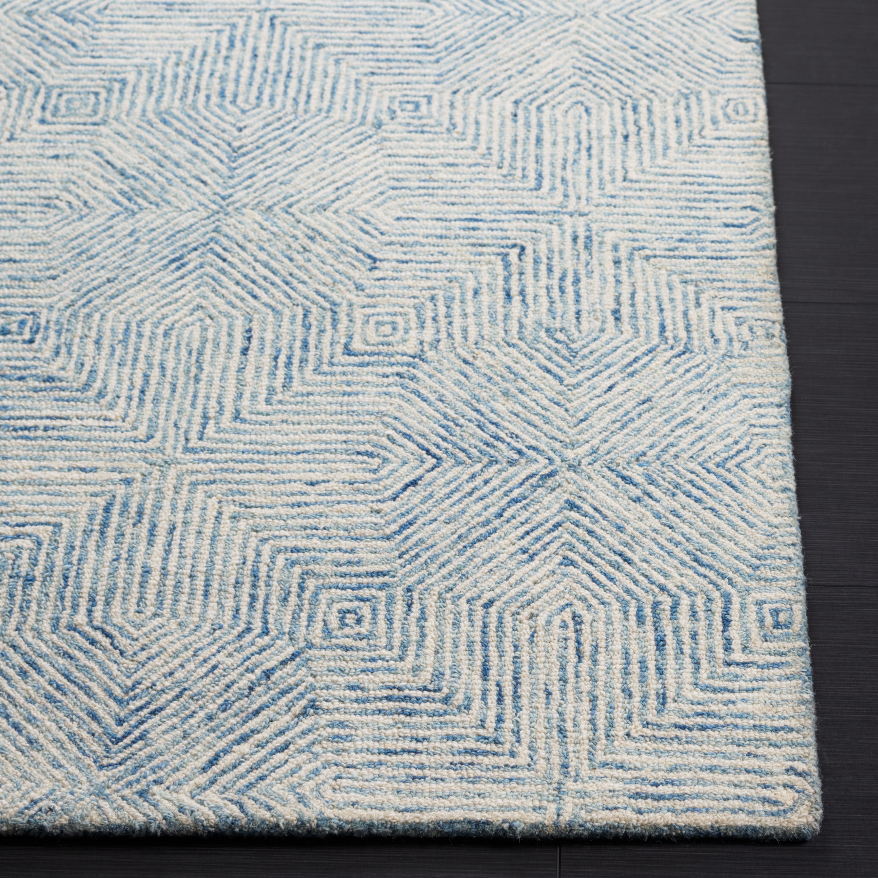 SAFAVIEH Abstract Malvina Geometric Area Rug, Blue/Ivory, 3' x 5'