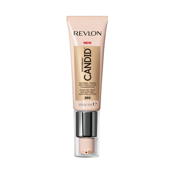 Revlon PhotoReady Candid Natural Finish Foundation, with Anti-Pollution, Antioxidant, Anti-Blue Light Ingredients, 260 Chai, 0.75 fl. oz.