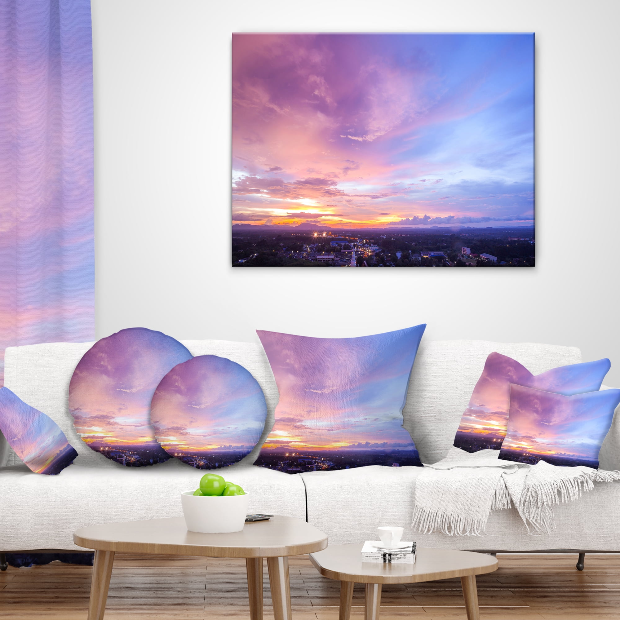 Designart Beautiful Sunset at Trang Thailand - Landscape Printed Throw Pillow - 18x18